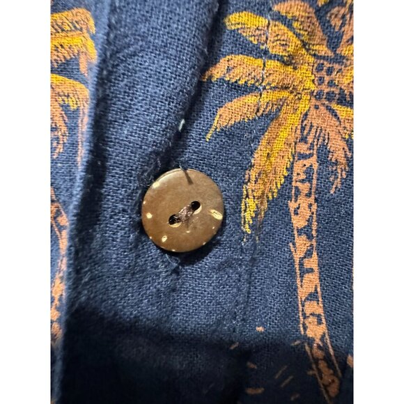 Shoreline Nassau Bahamas Navy Tropical Island Short Sleeve Button Shirt Slim M - Picture 5 of 6